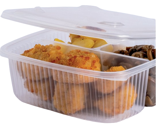 Contenitore "Hotty" 3 comparti per Cibi Caldi in Polipropilene (PP) con Coperchio