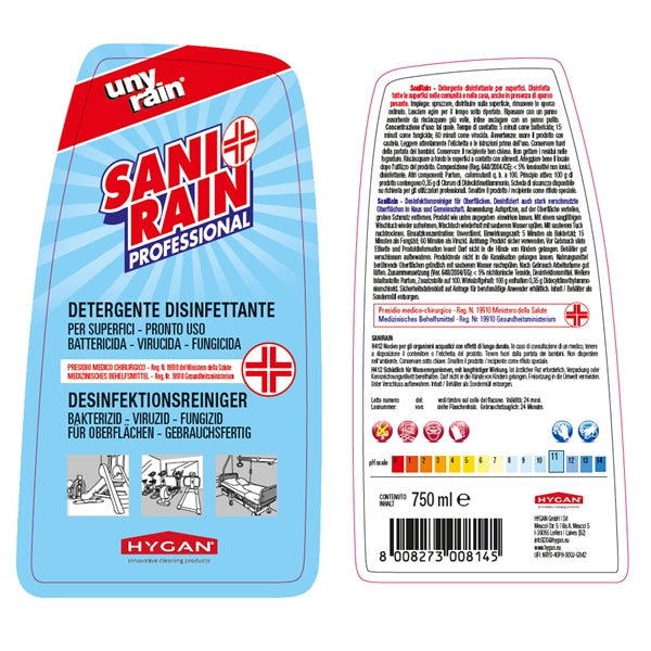 Detergente disinfettante Sanirain 750ml.